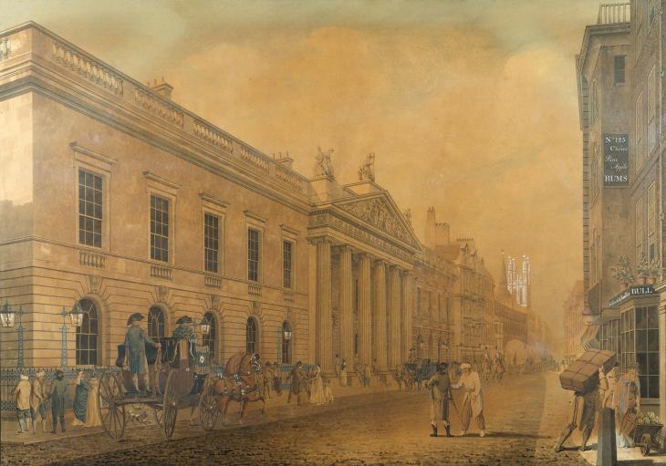 The East India&#039;s Company Headquarters in Leadenhall Street, as rebuilt by Richard Jupp and Henry Holland, 1796-1799. Watercolour. WD 2460 © The British Library Board