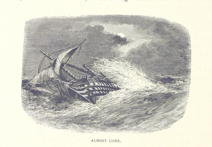 رسم لسفينة غارقة بقلم جيمس ماكولاي، ١٨٨٢. Digital Store 10498.d.14. ملكية عامة