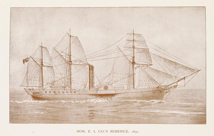 The Berenice, 1837. Image from James Napier’s The Life of Robert Napier of West Shandon, situated between pp. 64-65. Artist not identified. Image digitised by BLQFP
