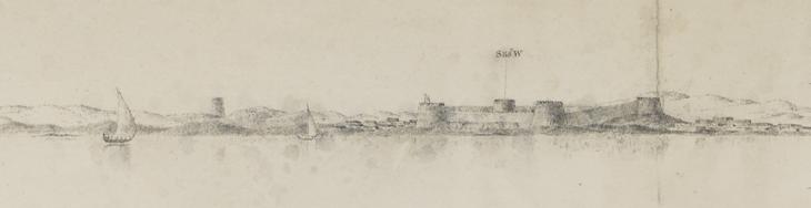Drawing of Biddah town, 1823. IOR/X/3694, f. 1v