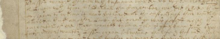 Fragment mentioning ‘Mr Burrill, the Carpenter’ needing to fix a leak on the Hector, 1 April 1607.  IOR/L/MAR/A/IV, f. 3v