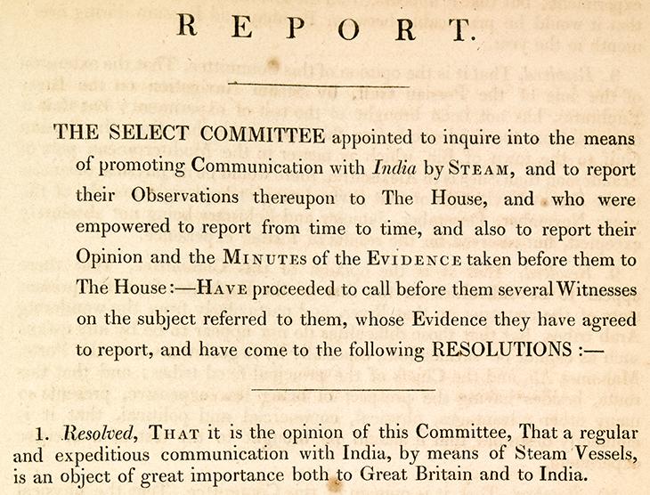 مقدمة تقرير اللجنة المختارة الذي يوصي ببعثة الفرات، ١٨٣٤. IOR/L/MAR/C/573، ص. ٧٥و