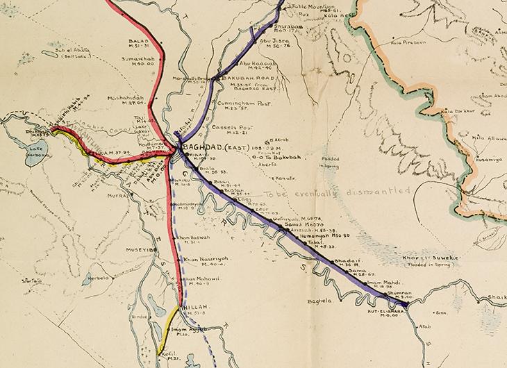Detail from a map of railways in Mesopotamia in 1919. IOR/L/MIL/5/790, f. 132r