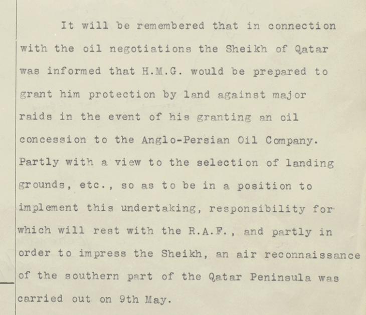 Extract of a covering note accompanying the report that followed the aerial reconnaissance of 9 May 1934, received 10 July 1934. IOR/L/PS/12/1956, f. 23r