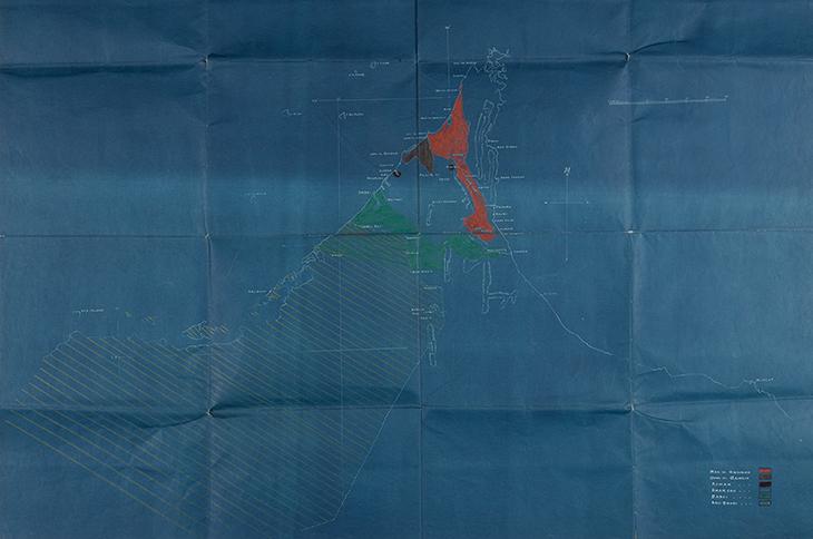 Blueprint sketch map of Trucial Coast, c. 1938. IOR/L/PS/12/3901, f. 119r