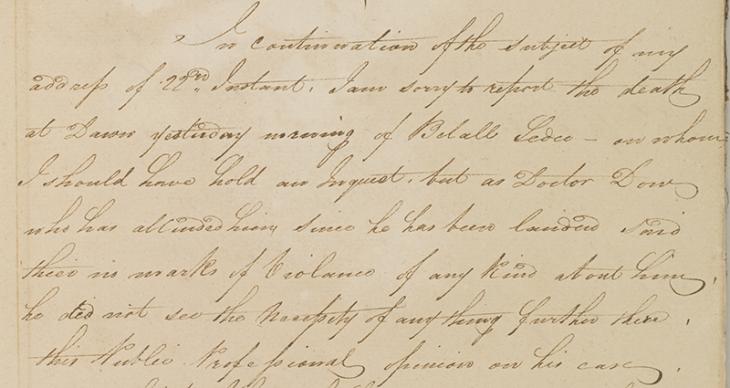 Extract of a letter from William Bruce, Resident, Bushire, to the Honourable Mountstuart Elphinstone, President and Governor in Council, Bombay, 26 April 1820. IOR/R/15/1/22, ff. 45–46