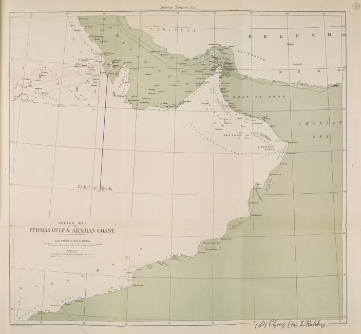 Sketch map of the Persian Gulf &amp; Arabian Coast, 1913. IOR/R/15/1/741, f. 8