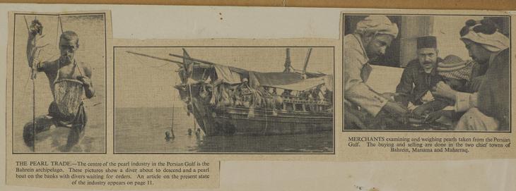 Press cutting from the file ‘Pearl Diving and Pearl Trade’. IOR/R/15/2/1349, f. 18