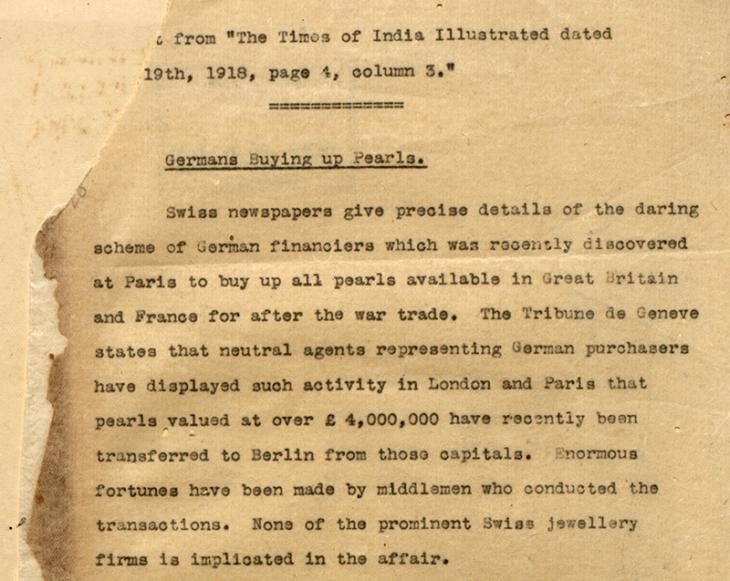 Transcript of a report from the Times of India, date unknown, 1918. IOR/R/15/2/3, f. 30