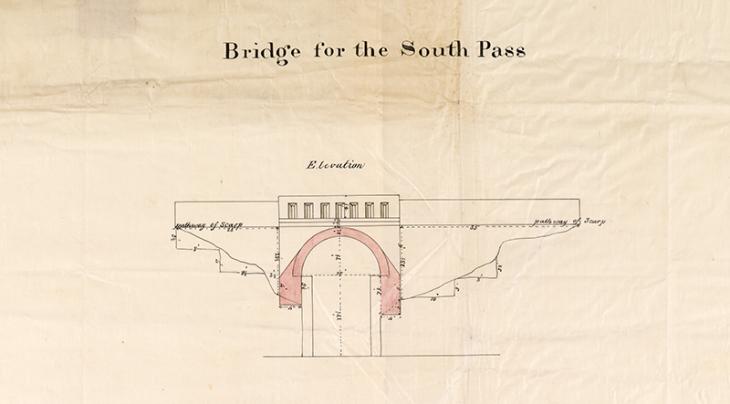 Extract of map &#039;Bridge for the south pass’ IOR/X/3260, p.1r