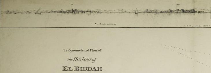 Detail from the trigonometrical plan of the harbour of El Biddah on the Arabian side of the Persian Gulf. By Lieuts. J. M. Guy and G. B. Brucks, H. C. Marine. Drawn by Lieut. M. Houghton. IOR/X/3694, f. 1