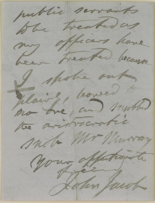 Letter from Jacob to Captain Lewis Pelly, 4 Jun 1858. Mss Eur F126/1, f. 116v