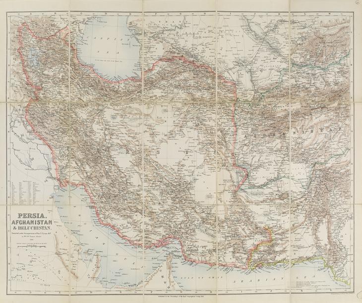 Map of Persia, Afghanistan, and Baluchistan, 1891. Mss Eur F112/623, f. 26r