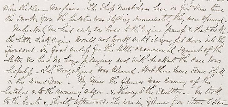 Excerpt from Pelly’s letter to Sir Henry Bartle Frere, Governor of Bombay, describing the fire, 16 November 1866. Mss Eur F126/43, f. 53r