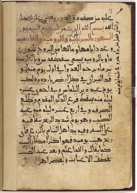 Information on the names of the months in Syriac, Greek, and Persian from the beginning of the Book of Seasons, preceded by the basmala. Or 8857, f. 30v