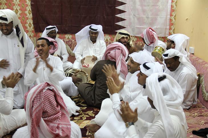 Performance of sea music at Khalid Jorhar’s majlis in Doha in December 2013. Image: author’s own