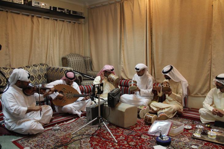 Sawt musicians in private majlis, Kuwait - photograph Rolf Killius