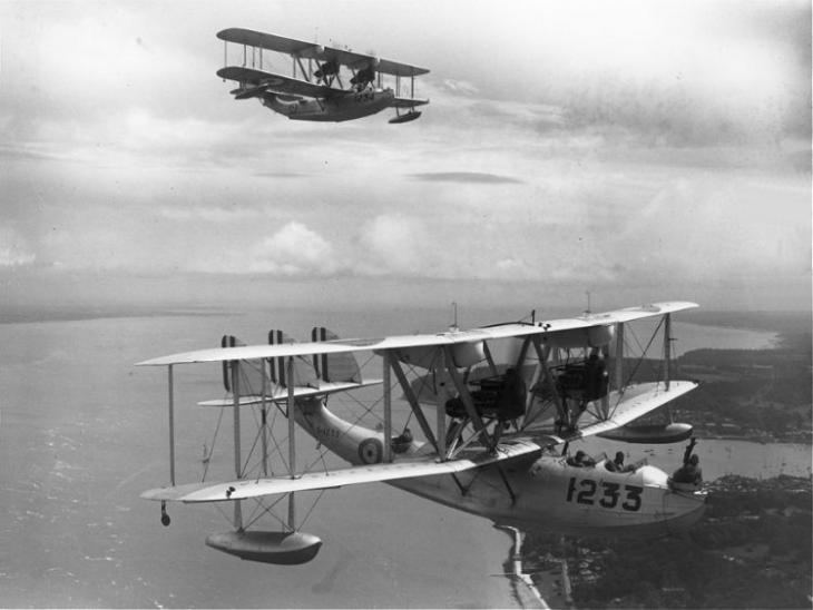 Photograph of two flying boats, 1933. Public Domain