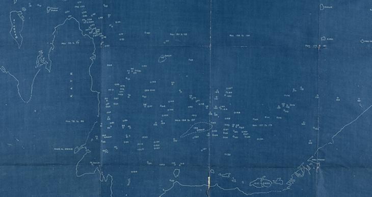 مستخلص من خريطة تفصيلية للساحل العربي للخليج مُحدد بها مغاصات اللؤلؤ في ثلاثينيات القرن العشرين. IOR/R/15/1/616، ص. ٣